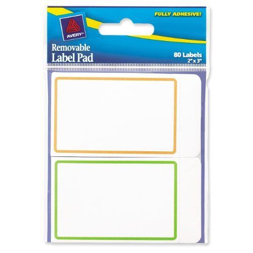 Avery Label Pad - 2&#034; Width X 3&#034; Length - 80 / Pack - Rectangle - Neon (ave22019)