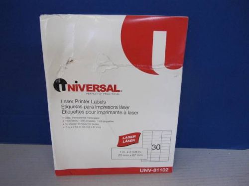 Universal 81102 laser printer permanent labels 1&#034;x 2 5/8&#034;  clear  1500 labels for sale