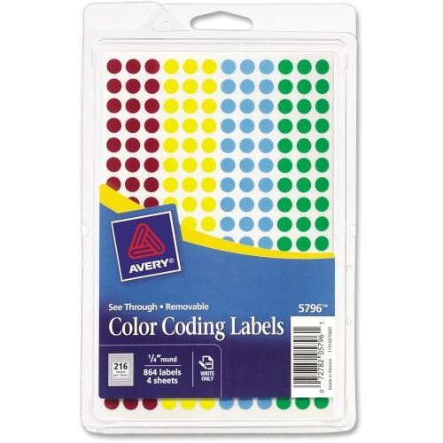 LOT OF 4 Avery See Through Round Color Coding Label - 0.25&#034;L -860/ Pk