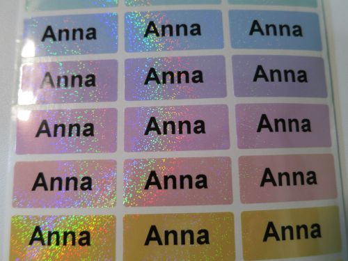 96 Eight Colors Sparkle Personalized Waterproof Name Sticker 3 x 1.3cm Label