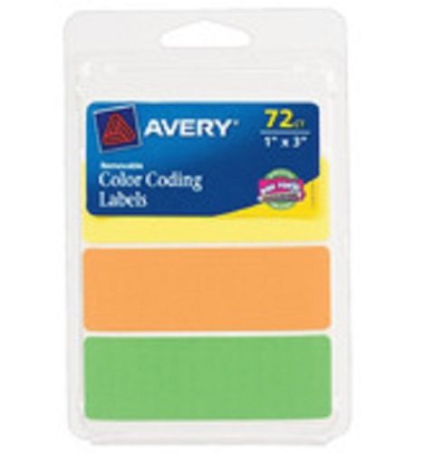 Avery Labels Color Coding Labels Assorted Rectangles 1&#034; x 3&#034; 72ct Avery 6722