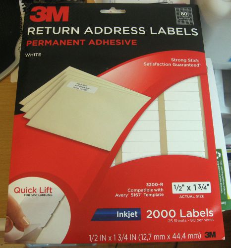 2 Packs 3M Address Labels Inkjet Paper 1/2&#034;x1-3/4&#034; 2000/PK White 2 Packs