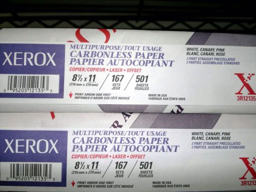 2 Sets Xerox 3-Part Carbonless Paper 8.5 x 11&#034; White/Canary/Pink, 3R12135