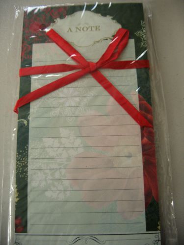 MICHAELS - 80 SHEET MAGNETIC NOTEPAD BOTANICAL NOEL &#039;A NOTE&#039; NIP RED/GREEN/GOLD