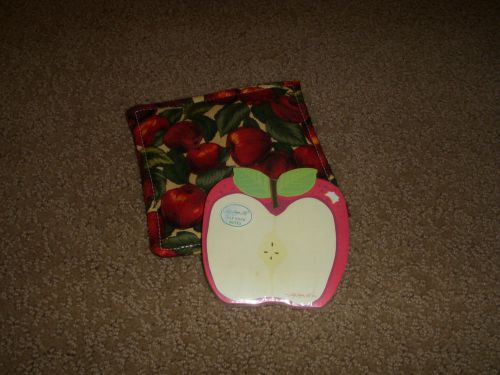 Apple fabric beaded coaster &amp; apple self stick notes - new &amp; sealed! for sale
