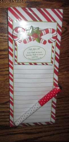 LadyJane,Ltd. 80 Sheet Magnetic List Pad+ 65 Sticky Pad Red/wht  Pen Polka Dots