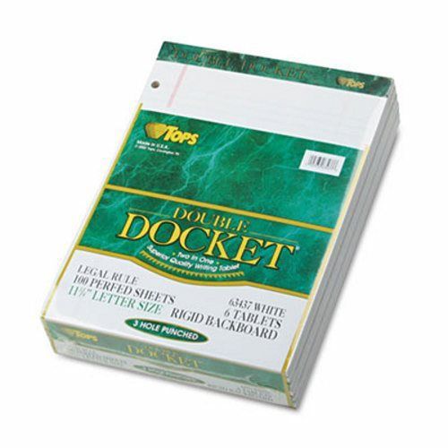Tops Double Docket Ruled Pads, Legal, 6 100-Sheet Pads per Pack (TOP63437)