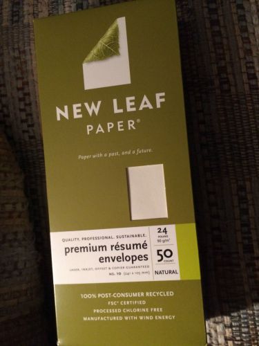 New Leaf #10 Premium Resume Envelopes, 100% Recycled, Natural, 24-Lb, 50 Count
