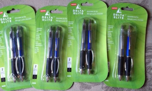 4 Staples Delta Elite Two-Packs of Retractable Gel Pens Silver/Black Total Of 8