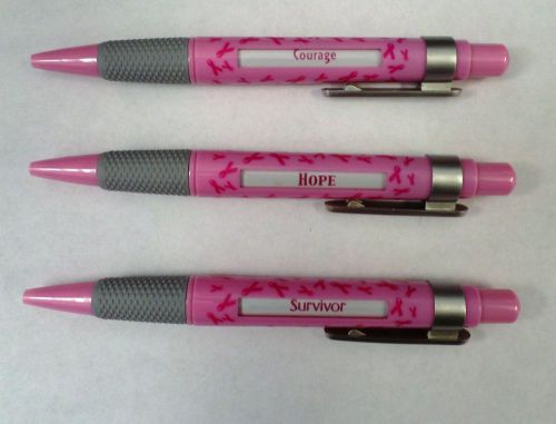 Breast Cancer Awareness Message Pens x 3 /New