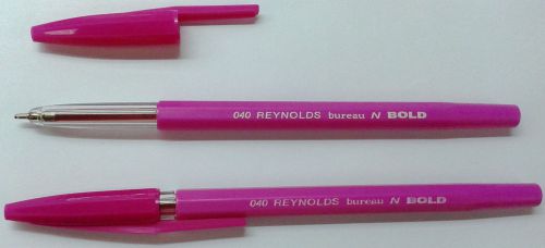 10 Ball Point Pens :: Pink Ink :: 10 x Reynolds 040 Bureau N Bold BallPoint Pens