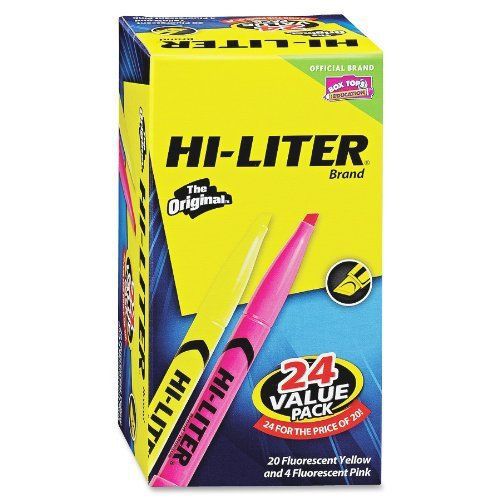 NEW HI-LITER Pen Style, Chisel Tip, Assorted Colors, Box of 24 (29861)