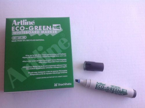 Artline Shachihata Eco Green Whiteboard Marker Dry Safe Ink Black 12 Pcs Japan