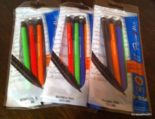 3 ea Paper Mate Write Bros. Grip Mechanical Pencils 0.7mm HB #2 Refillable