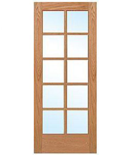 10 lite red oak clear glass stain grade solid interior wood french door prehung for sale