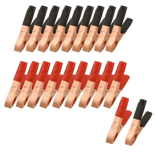 Durable Copper Plated Metal Battery Clips Alligator Clamps 50A  Black Red 20 Pcs