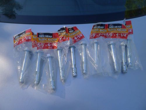 Lot of 10 Red Head Concrete Hex Sleeve Anchors Dia 5/8 x 4-1/4&#034;  NEW