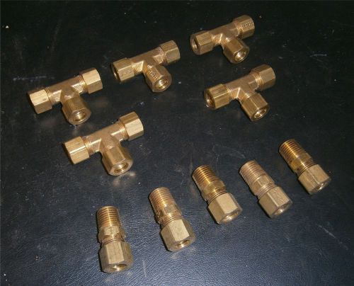 12 New Brass \ Copper Tubing Fittings  6 “T”  and 6 Straight Connector&#039;s