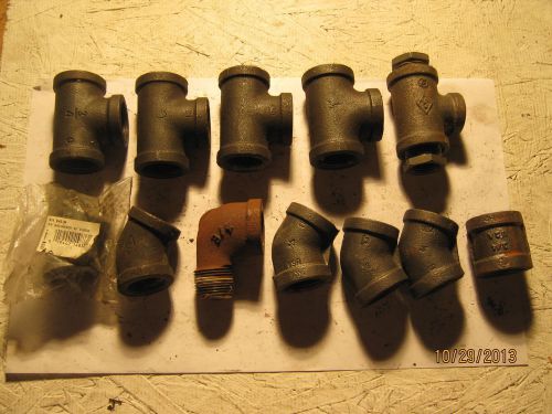 MIXED LOT OF (12) 3/4&#034;  METAL PIPE FITTING T COUPLING 45 DEGREE ELBOW