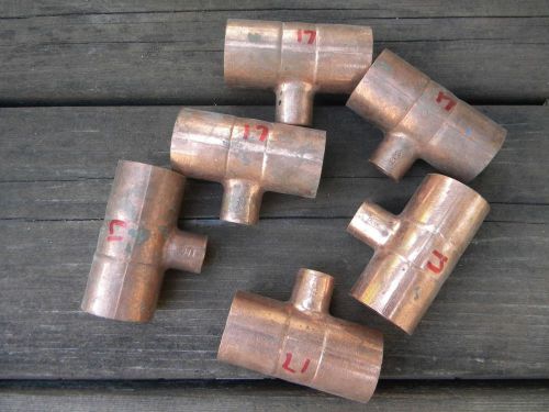Lot of 6  1&#034;  x 1&#034;  x 1/2 &#034;  copper tee for sale