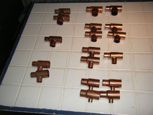 18 misc- 1 1/4&#034; x 1&#034; x 1&#034;  3/4&#034; ++ copper pipe fitting cello reducing solder tee for sale