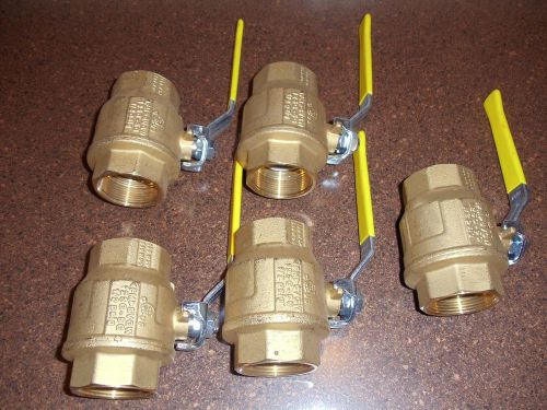 (5)- 1 1/2&#034; anvil brass threaded ball valve ips full port for sale