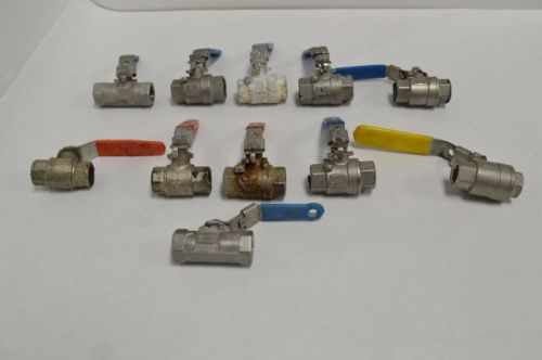 LOT 11 MAS ASSORTED STAINLESS STEEL BALL VALVE CF8M SIZE 1/2IN NPT B216842
