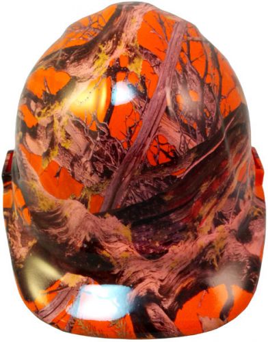 Hydro Dipped Cap Style Hard Hat with Ratchet Suspension - American Camo Orange