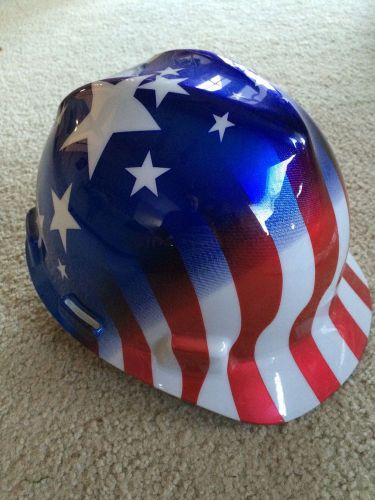 MSA 10052945 V-Gard Stars and Stripes American Flag Hard Hat with Ratchet Susp