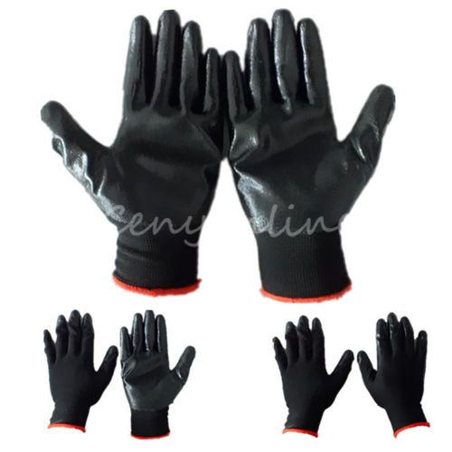 2pcs PU Coating Of Latex Work Black Gloves Security Skid Resistance Multi-use