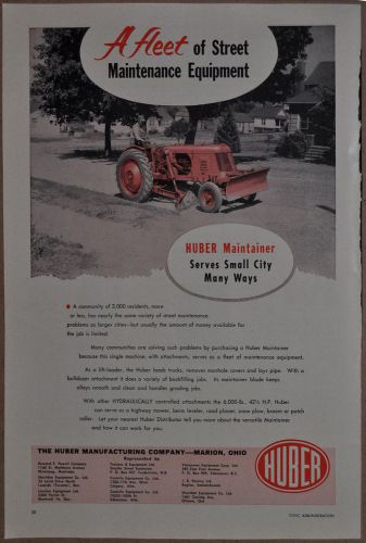 1952 HUBER Grader, tractor advertisement, Street Maintainer, Canadian advert