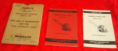 Vintage Homelite Chain Saw Instruction Book &amp; Parts List Book (Model 26LCS)