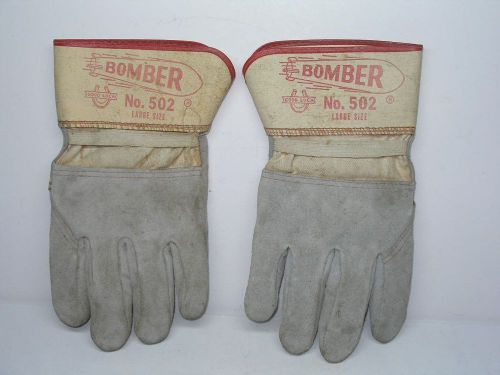 VINTAGE BOMBEE #502 UNION MADE LEATHER AND CANVAS WORK GLOVES
