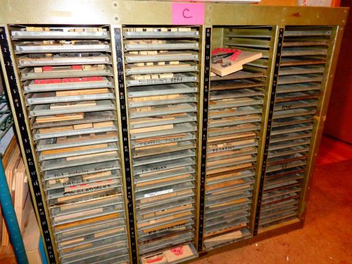 Metal Type cabinet loaded with dies and cuts Huge assortment LOOK SAVE COLLECT