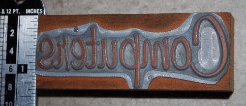 Vintage Letterpress Printer's Block, "Computers"