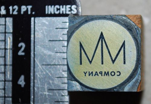 Vintage Letterpress Printer&#039;s Block &#034;MM Company logo&#034;