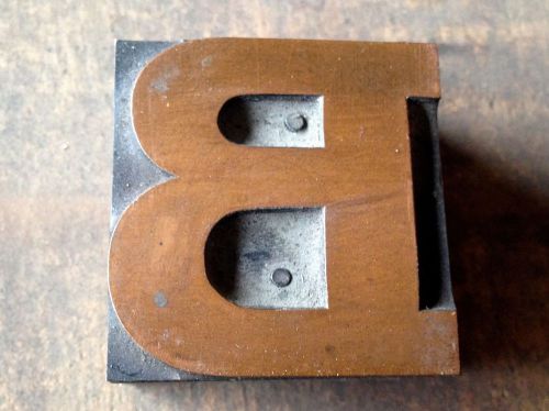 Antique Copper on wood letterpress printers block type Font piece letter - B