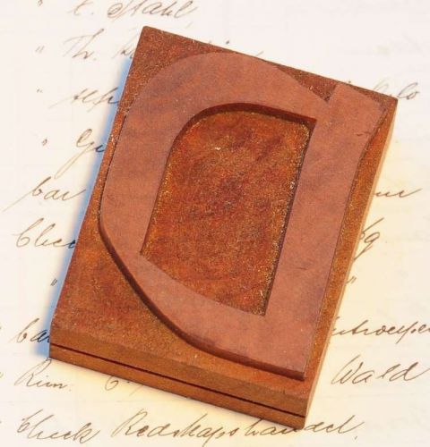 letter: D rare unused wood type letterpress printing block woodtype font antique