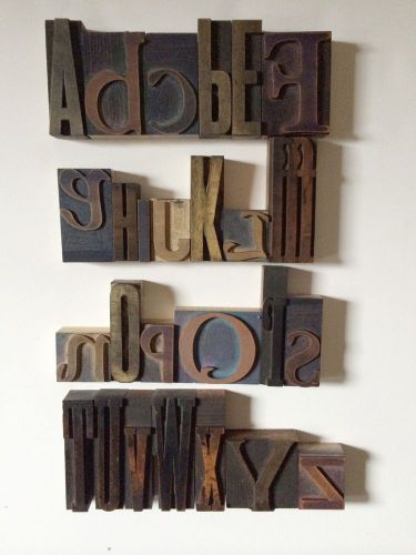 Vintage Letterpress Wood Printing Blocks, MIXED FONTS ~  ALPHABET