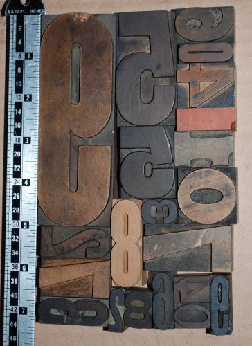 Vintage / Antique Letterpress Wood Printers Type  Group of Numbers 21 blocks