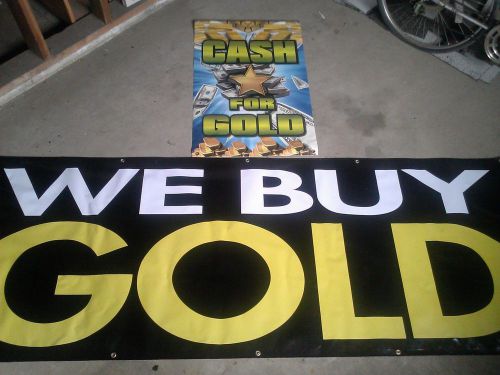 NEW  &#034;buying gold &amp; silver&#034; banners (2), NEVER USED!