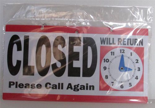 Open Closed Hanging Store SIGN with Will Return Clock NEW