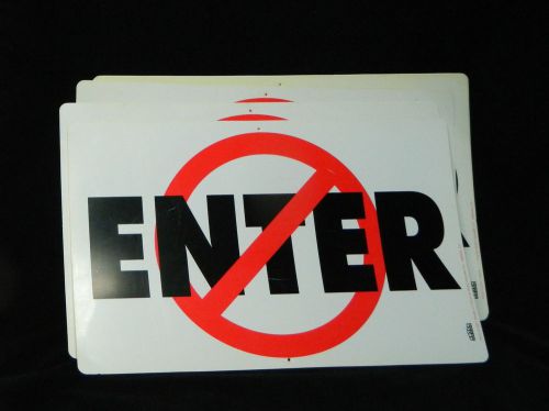 5 Large Do Not Enter Signs Lot Keep Out 14x11 Plastic Red Black White Warning