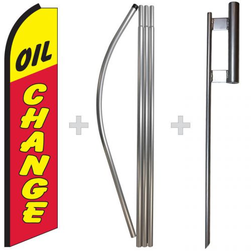 Oil Change 15&#039; Tall Swooper Flag &amp; Pole Kit Feather Super Bow Banner