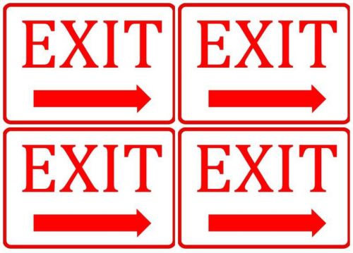 Exit Sign Arrow Point Right Red &amp; White Durable Vinyl Business Signs Set Of Four