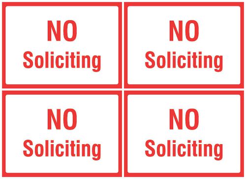 Red No Soliciting Sign Pack Set Of 4 Red Business / Home Signs Quality US s157