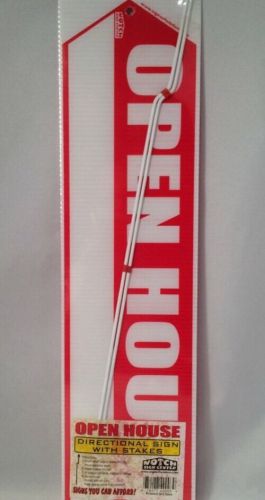 OPEN HOUSE SIGN 2 Side BIG RED ARROW 18&#034; X 4.75&#034; 2 Stakes Real Estate NEW