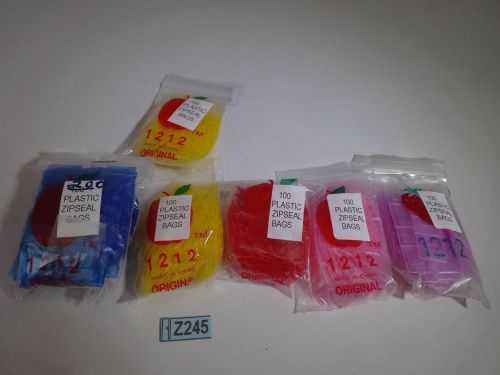 700 1/2&#034; X 1/2&#034;  ASSORTED COLORS YELLOW RED BLU LAV PINK 2M Plastic Zipseal Bags