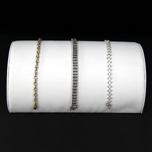 Bracelet Display In A Half Moon Style White Faux Leather