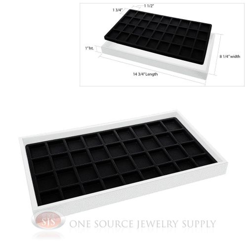 White Plastic Display Tray Black 36 Compartment Liner Insert Organizer Storage